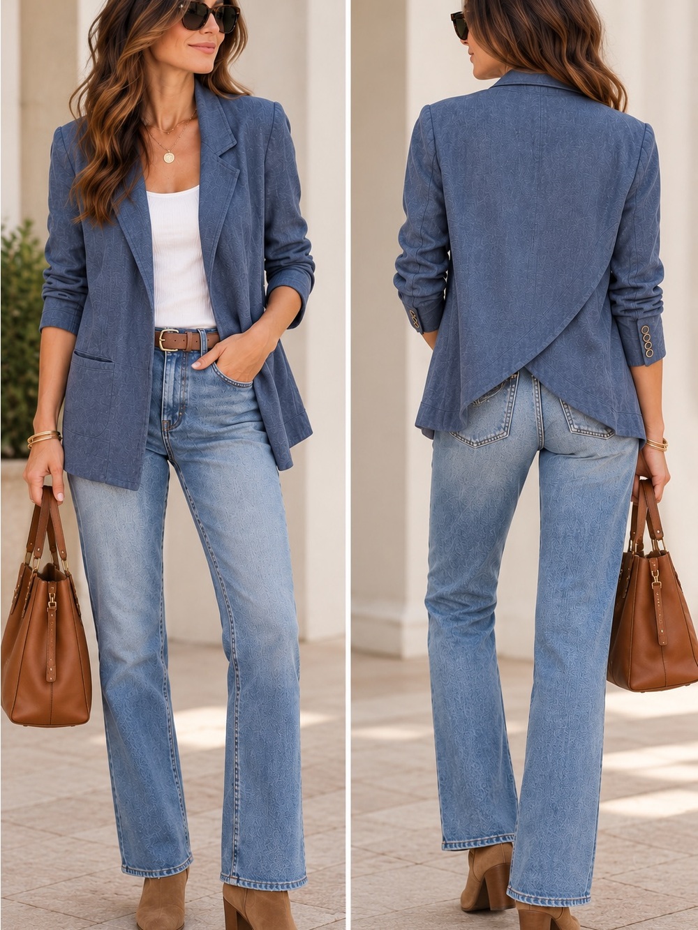 Anthropologie Blue Linen and Viscose Blazer